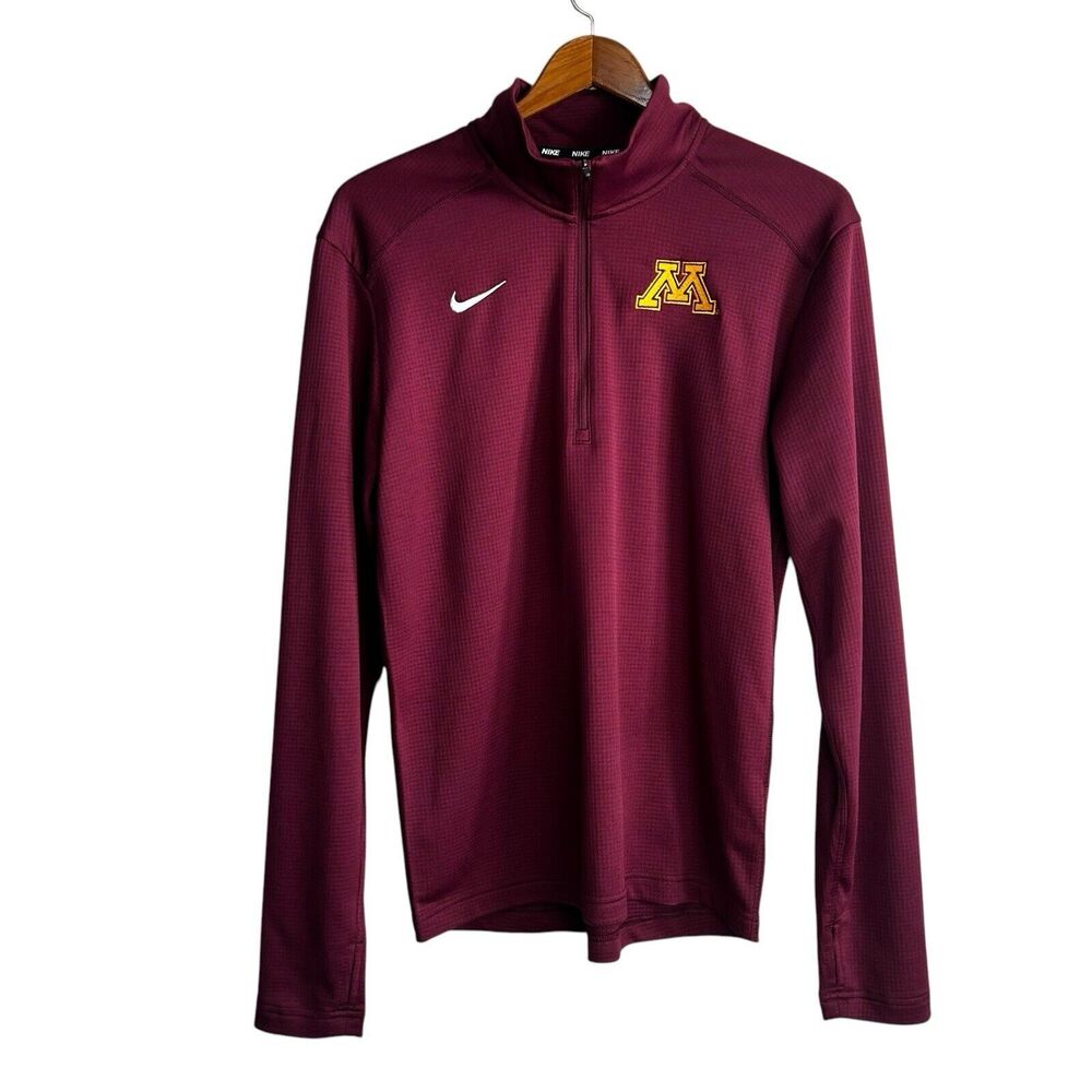 Minnesota Golden Gophers Nike Top Mens Small Maroon 1/2 Zip Jacket Gold Shirt